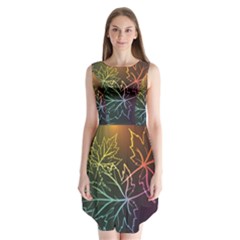 Beautiful Maple Leaf Neon Lights Leaves Marijuana Sleeveless Chiffon Dress   by Mariart