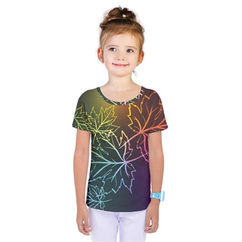 Beautiful Maple Leaf Neon Lights Leaves Marijuana Kids  One Piece Tee by Mariart