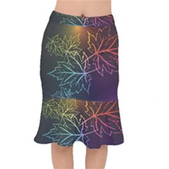 Beautiful Maple Leaf Neon Lights Leaves Marijuana Mermaid Skirt