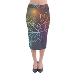 Beautiful Maple Leaf Neon Lights Leaves Marijuana Velvet Midi Pencil Skirt by Mariart