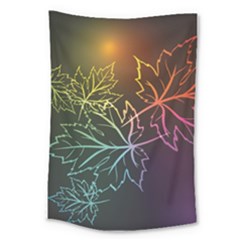 Beautiful Maple Leaf Neon Lights Leaves Marijuana Large Tapestry by Mariart