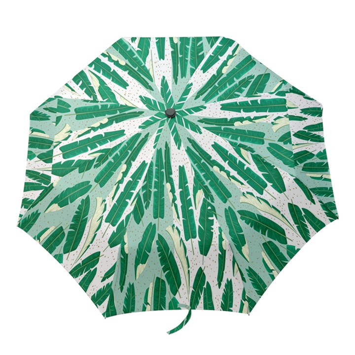 Banana Leaf Green Polka Dots Folding Umbrellas