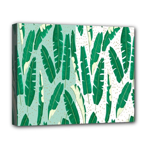 Banana Leaf Green Polka Dots Deluxe Canvas 20  X 16   by Mariart