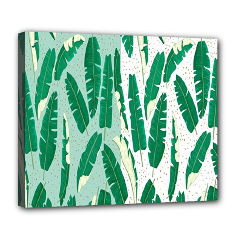 Banana Leaf Green Polka Dots Deluxe Canvas 24  X 20   by Mariart