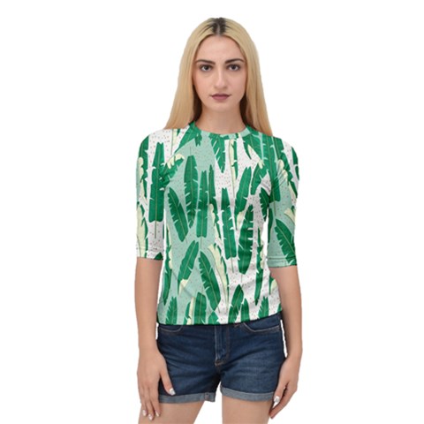 Banana Leaf Green Polka Dots Quarter Sleeve Tee by Mariart