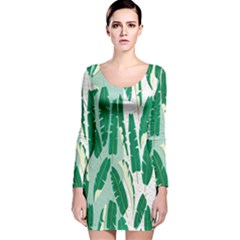 Banana Leaf Green Polka Dots Long Sleeve Velvet Bodycon Dress