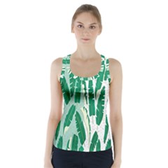 Banana Leaf Green Polka Dots Racer Back Sports Top by Mariart