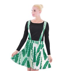 Banana Leaf Green Polka Dots Suspender Skater Skirt