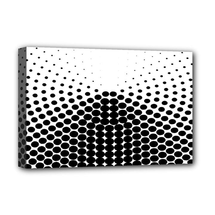 Black White Polkadots Line Polka Dots Deluxe Canvas 18  x 12  