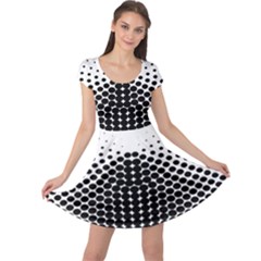 Black White Polkadots Line Polka Dots Cap Sleeve Dresses by Mariart