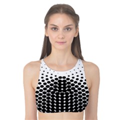 Black White Polkadots Line Polka Dots Tank Bikini Top