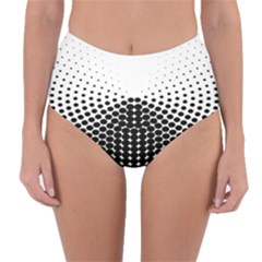 Black White Polkadots Line Polka Dots Reversible High-waist Bikini Bottoms