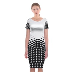 Black White Polkadots Line Polka Dots Classic Short Sleeve Midi Dress by Mariart