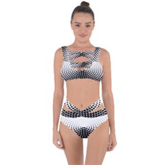 Black White Polkadots Line Polka Dots Bandaged Up Bikini Set 