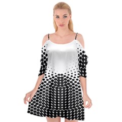 Black White Polkadots Line Polka Dots Cutout Spaghetti Strap Chiffon Dress