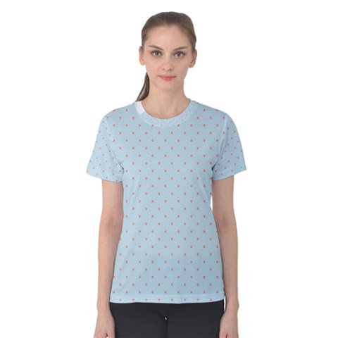 Blue Red Circle Polka Women s Cotton Teecotton Tee by Mariart