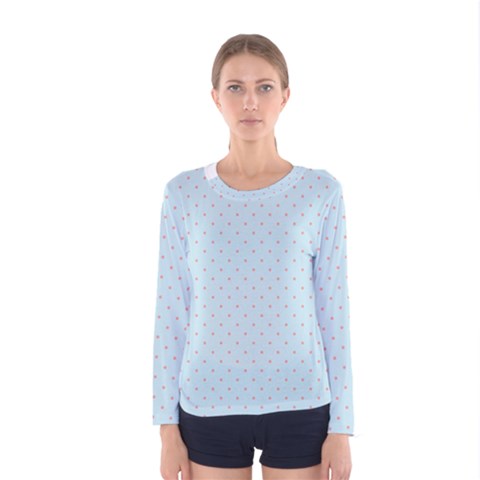 Blue Red Circle Polka Women s Long Sleeve Tee by Mariart