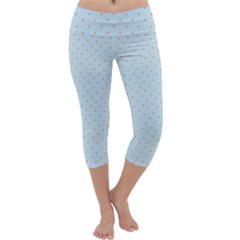 Blue Red Circle Polka Capri Yoga Leggings