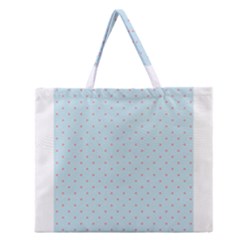 Blue Red Circle Polka Zipper Large Tote Bag