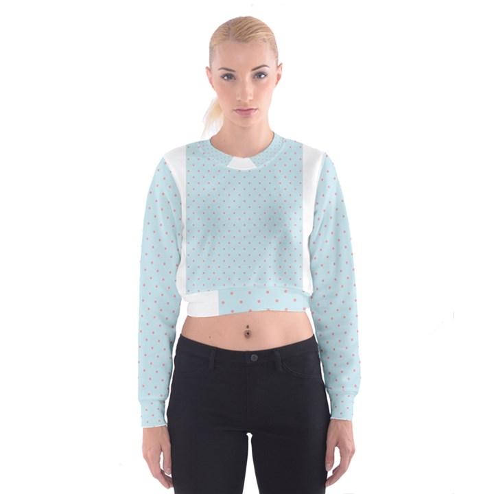 Blue Red Circle Polka Cropped Sweatshirt