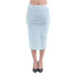 Blue Red Circle Polka Midi Pencil Skirt