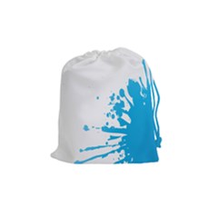 Blue Stain Spot Paint Drawstring Pouches (medium)  by Mariart