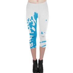 Blue Stain Spot Paint Capri Leggings  by Mariart