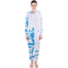 Blue Stain Spot Paint Hooded Jumpsuit (ladies)  by Mariart