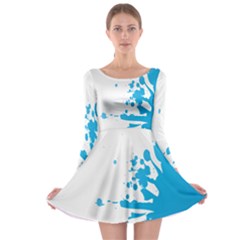 Blue Stain Spot Paint Long Sleeve Skater Dress by Mariart