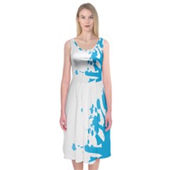 Blue Stain Spot Paint Midi Sleeveless Dress by Mariart