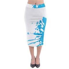 Blue Stain Spot Paint Midi Pencil Skirt