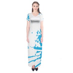 Blue Stain Spot Paint Short Sleeve Maxi Dress by Mariart