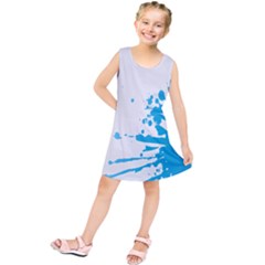 Blue Stain Spot Paint Kids  Tunic Dress by Mariart