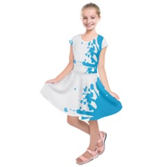 Blue Stain Spot Paint Kids  Short Sleeve Dress by Mariart