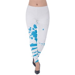 Blue Stain Spot Paint Velvet Leggings by Mariart