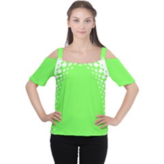 Bubble Polka Circle Green Women s Cutout Shoulder Tee