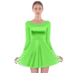 Bubble Polka Circle Green Long Sleeve Skater Dress