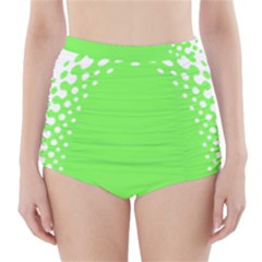 Bubble Polka Circle Green High-waisted Bikini Bottoms