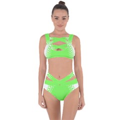 Bubble Polka Circle Green Bandaged Up Bikini Set 