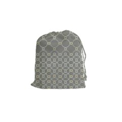 Circles Grey Polka Drawstring Pouches (small)  by Mariart