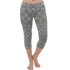 Circles Grey Polka Capri Yoga Leggings by Mariart