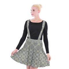 Circles Grey Polka Suspender Skater Skirt