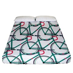 Bicycle Cycling Bike Green Sport Fitted Sheet (california King Size) by Mariart