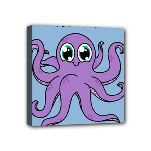 Colorful Cartoon Octopuses Pattern Fear Animals Sea Purple Mini Canvas 4  X 4 