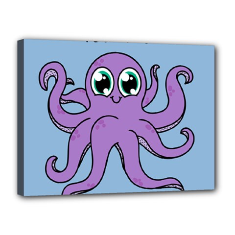 Colorful Cartoon Octopuses Pattern Fear Animals Sea Purple Canvas 16  X 12 