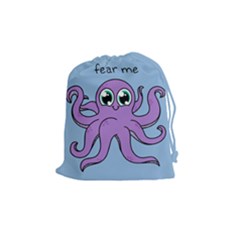 Colorful Cartoon Octopuses Pattern Fear Animals Sea Purple Drawstring Pouches (medium)  by Mariart