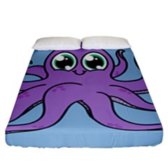 Colorful Cartoon Octopuses Pattern Fear Animals Sea Purple Fitted Sheet (king Size) by Mariart