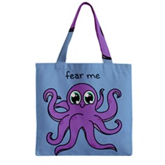 Colorful Cartoon Octopuses Pattern Fear Animals Sea Purple Zipper Grocery Tote Bag by Mariart