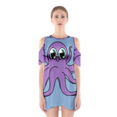 Colorful Cartoon Octopuses Pattern Fear Animals Sea Purple Shoulder Cutout One Piece by Mariart