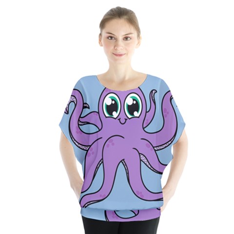 Colorful Cartoon Octopuses Pattern Fear Animals Sea Purple Blouse by Mariart